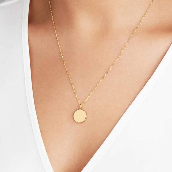 Dainty Bar Necklace for Women,Gold/Silver Cute Delicate Disc Necklcace,Trendy El - Picture 5 of 8